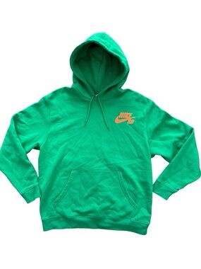 Nike SB Green Hoodie with Orange Logo - Men’s Hoodie